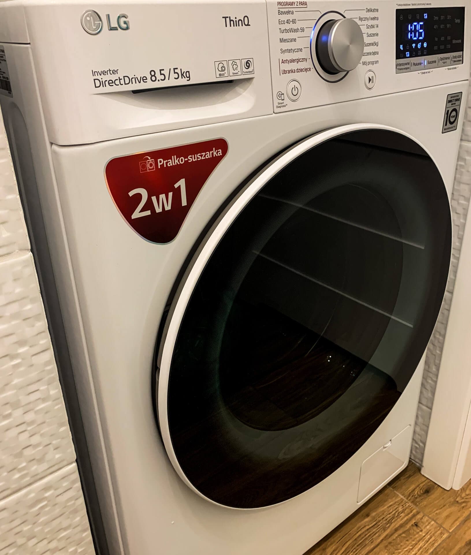 Kupiliśmy pralko-suszarkę i to był strzał w .... Drzwiczki ze szkła hartowanego LG F2DV5S8S0