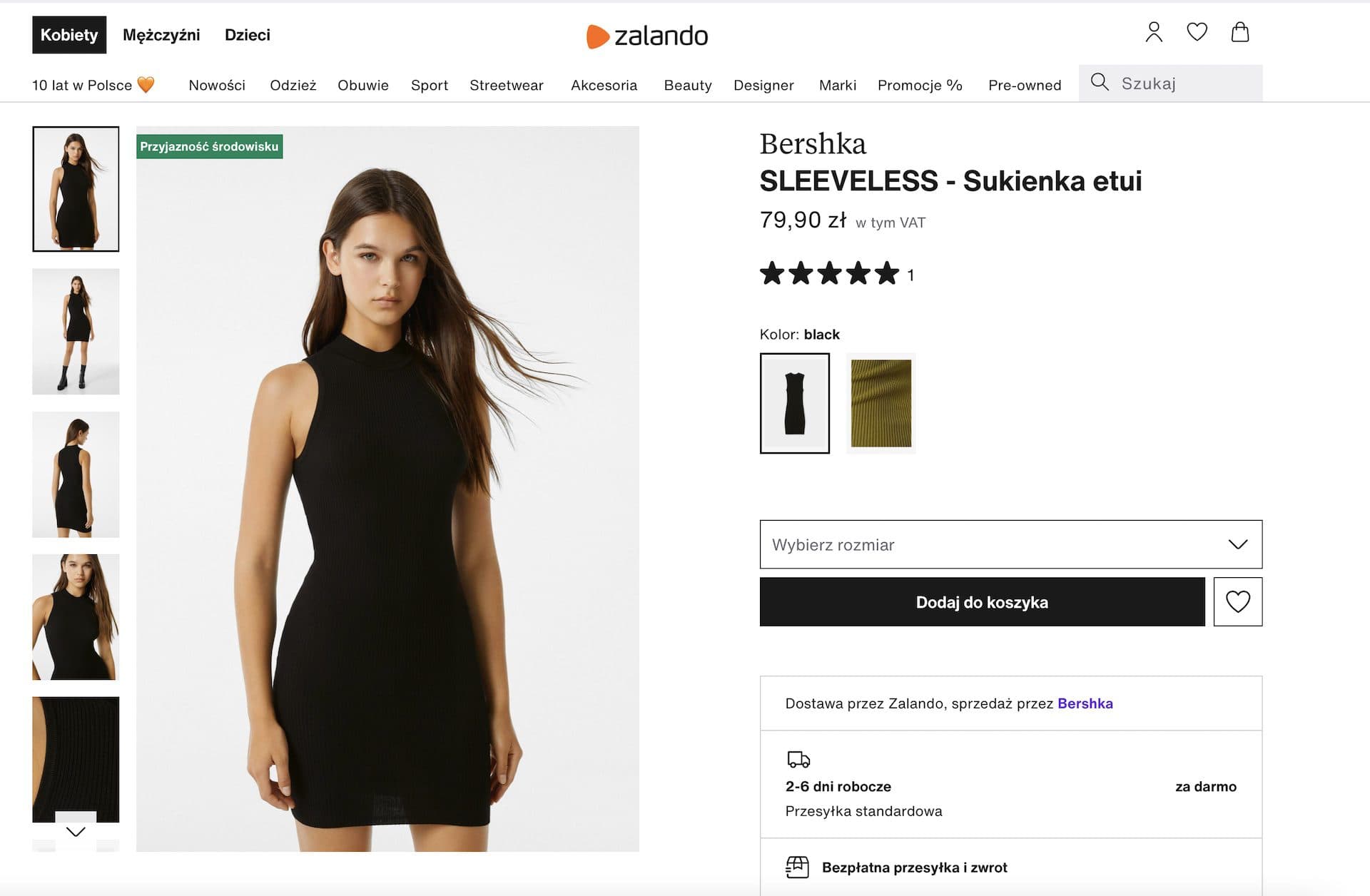Modne sukienki z dzianiny Bershka SLEEVELESS - Sukienka etui - black/czarny - Zalando.pl