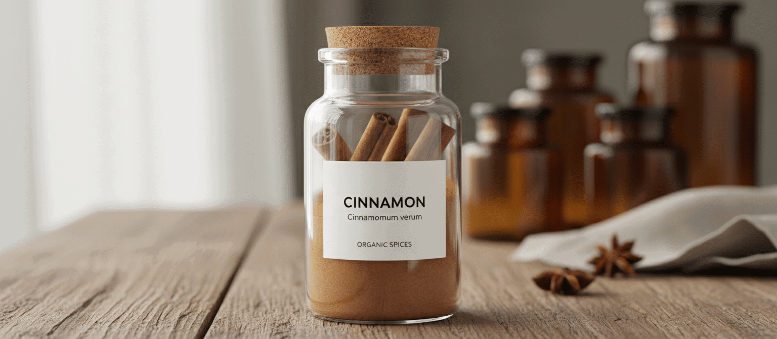 Szklany słoiczek z przyprawą i estetyczną etykietą