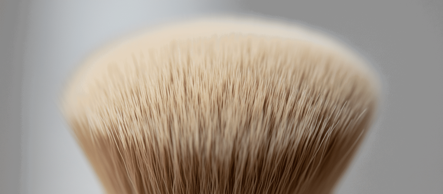 Zbliżenie na miękkie włosie pędzla do pudru